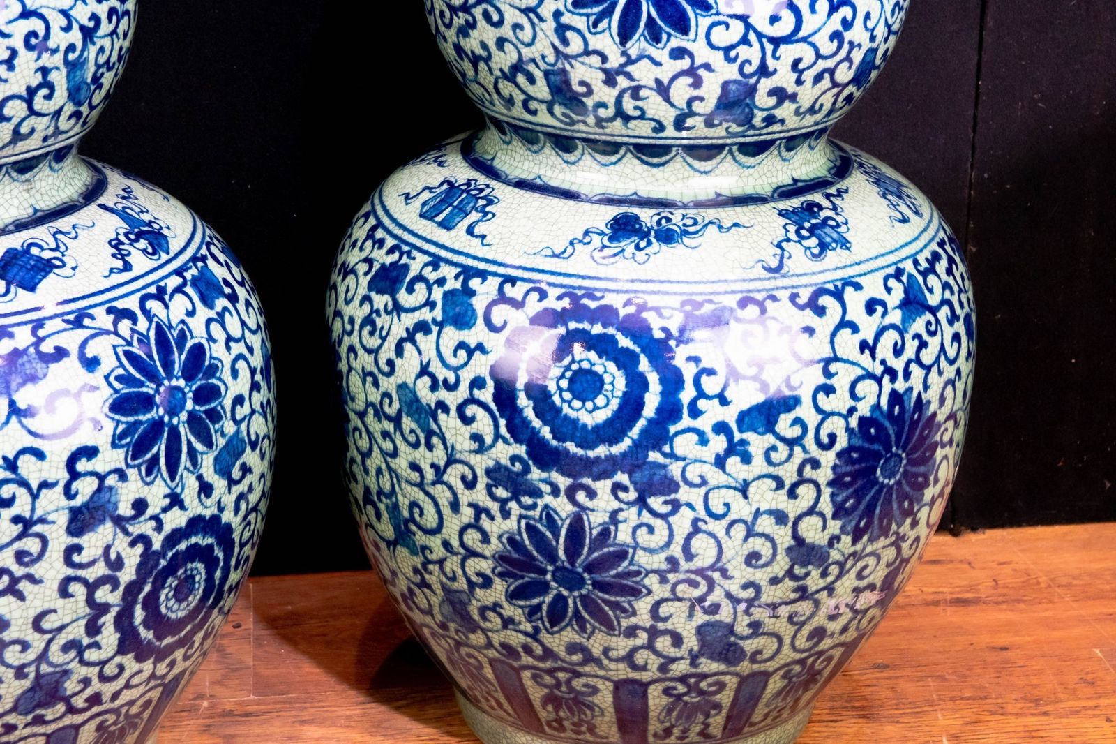 Pair Blue And White Porcelain Vases   Ming Double Gourd Urns photo 1100.0