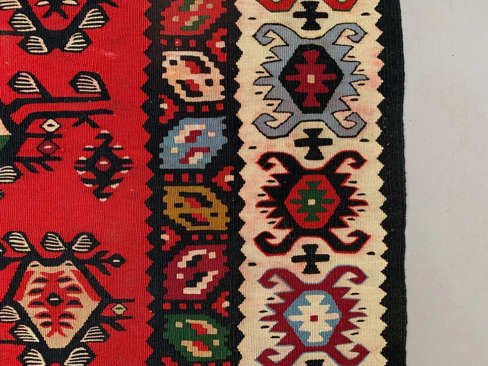 photo for sale Vintage Kilim, Serbian Pirot Kelim Rug Shabby Wool 210x144 Cm Large