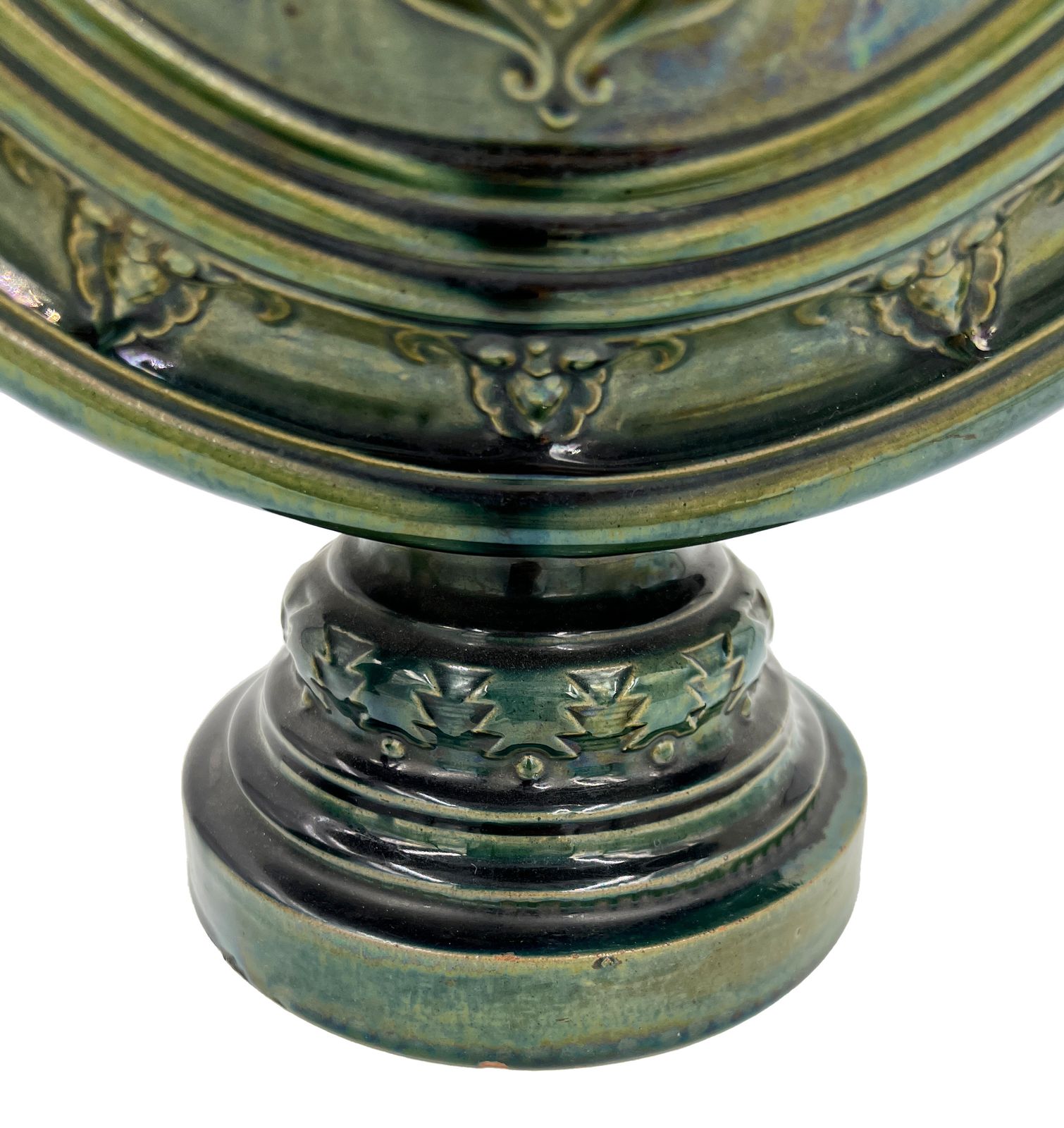 Pair Of Green Hispano Moresque Glazed Ceramic Candlesticks/Vases, 19th Century, Spain photo 5500.0