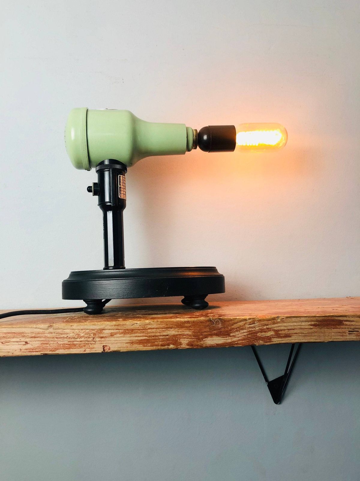 Industrial Bylock Retro Hairdryer Lamp Converted Pat Tested Hairdressers Beauty Dressing Table Salon Mint Green Lighting
