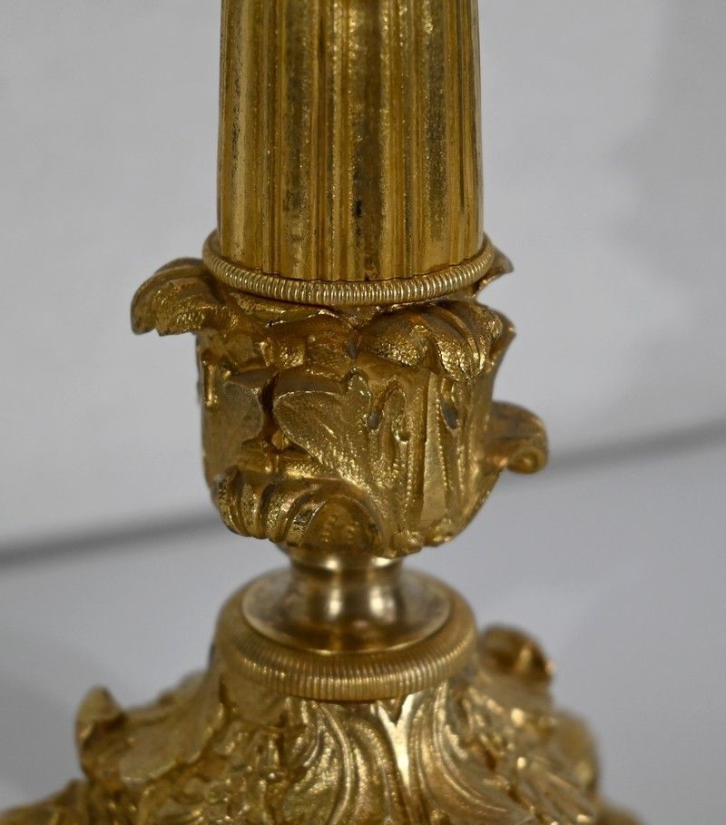 Pair Of Bronze Candlesticks, Restoration Period   Early 19th Century photo vintage