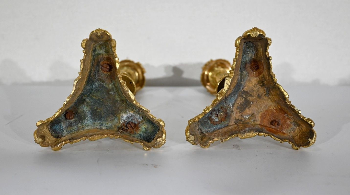 photo vintage Pair Of Bronze Candlesticks, Restoration Period   Early 19th Century