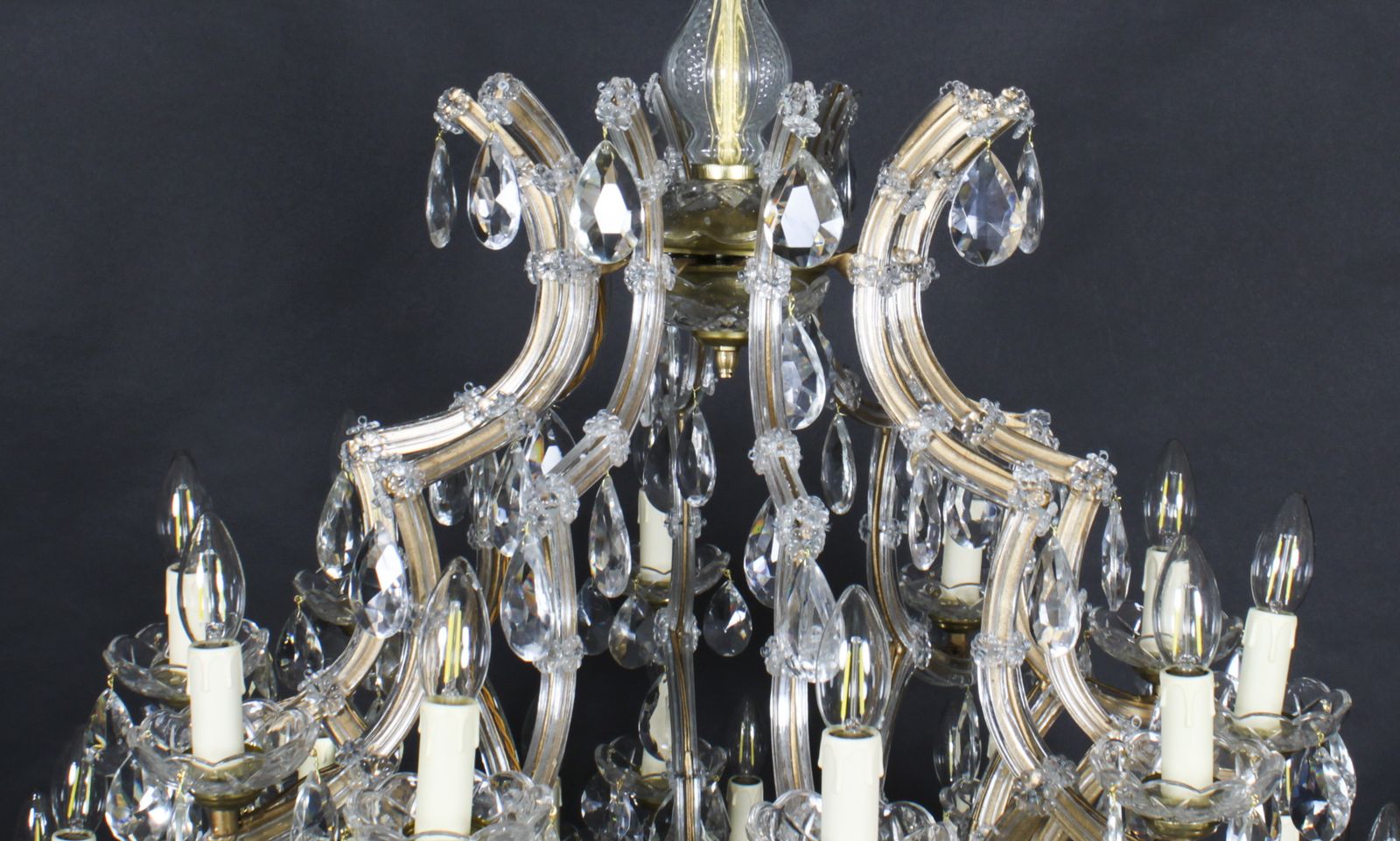 photo furniture Antique Pair English 41 Light Ballroom Crystal Chandeliers C1920