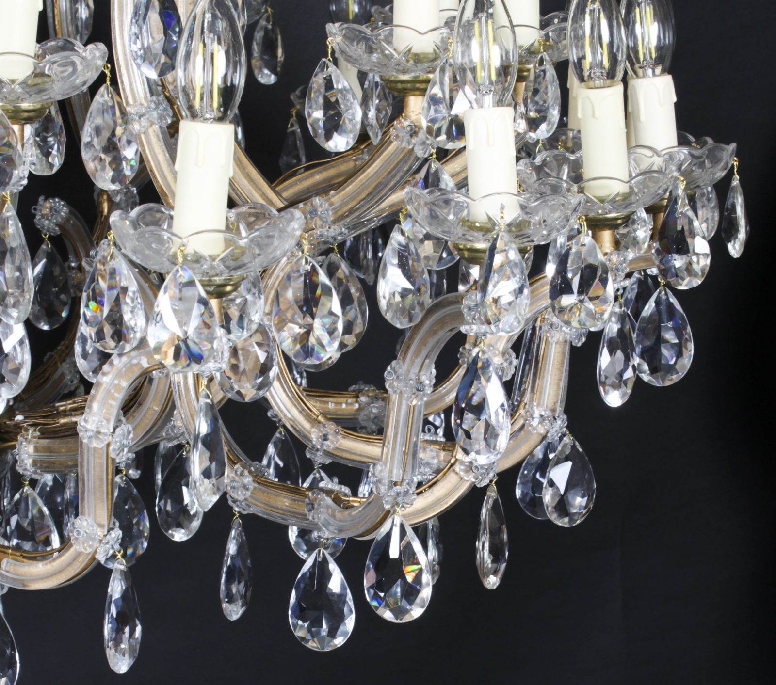 photo for sale Antique Pair English 41 Light Ballroom Crystal Chandeliers C1920