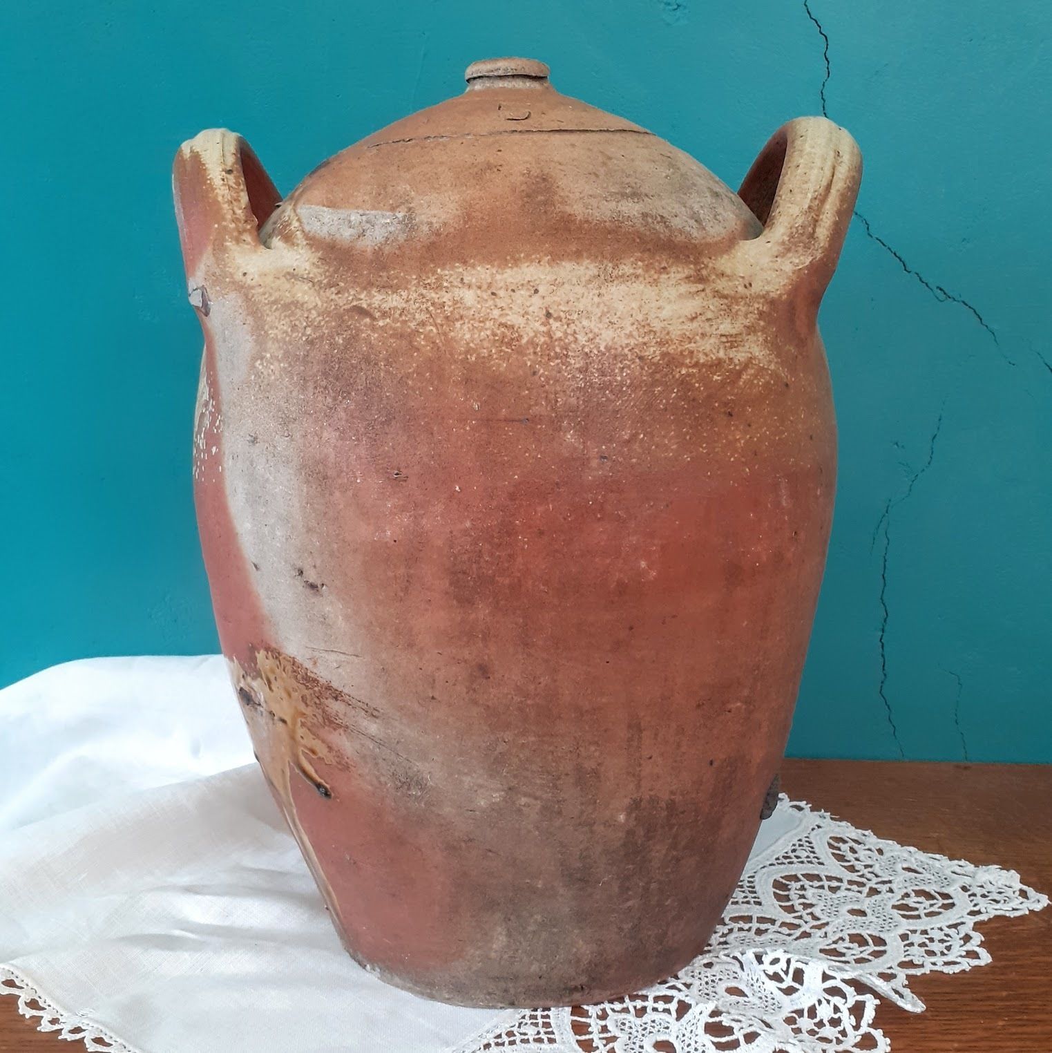 Antique French Puisaye Glazed Earthenware Wine Jug photo 120.0