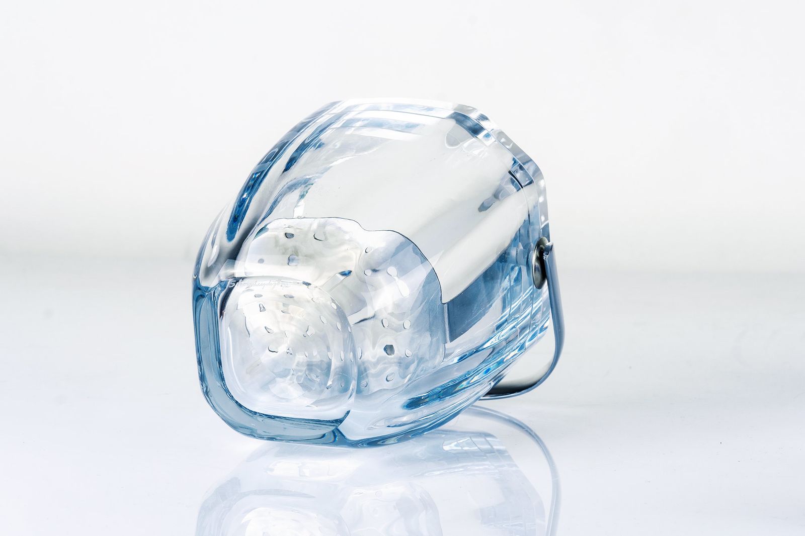 Ice Bucket Aquamarine Crystal Glass By Asta Strömberg For Strömbergshyttan, Sweden 1960s photo Home Decor