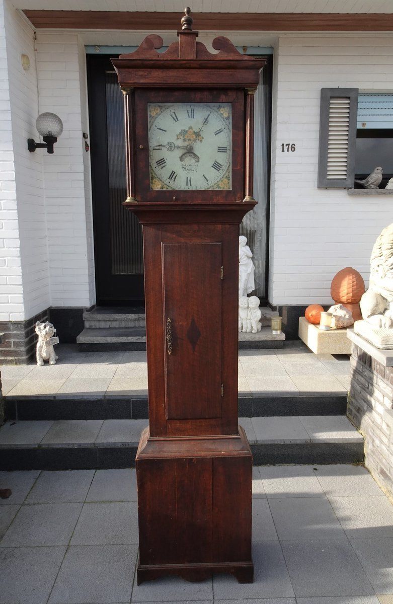 Antique 19th Century Longcase Oak Grandfather Clock By John Leach Romsey