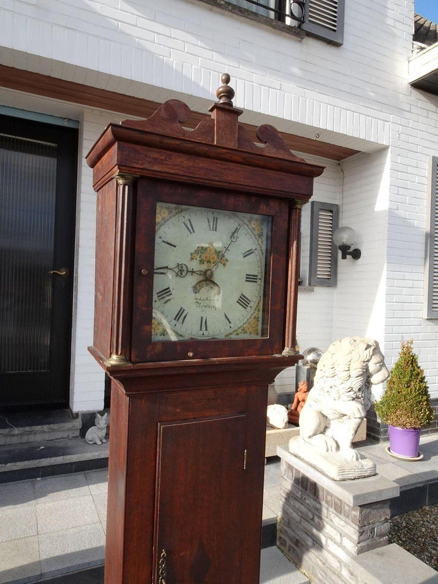 photo furniture Antique 19th Century Longcase Oak Grandfather Clock By John Leach Romsey