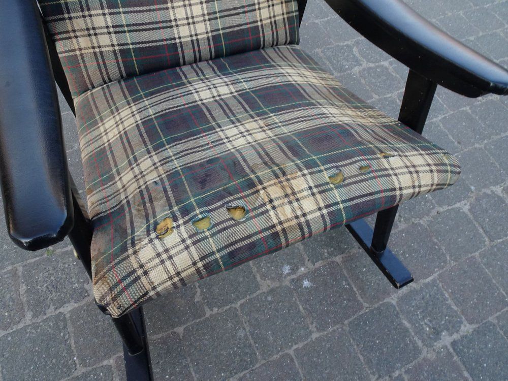 Scandinavian Black Rocking Chair, 1950s photo vintage