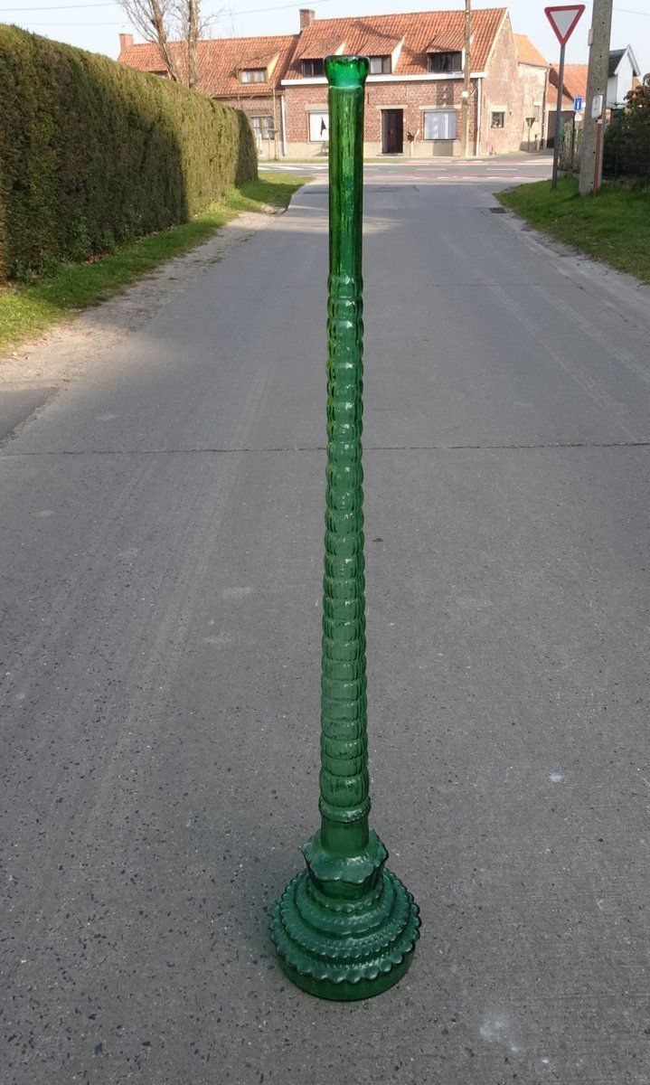 Vintage Green Long Neck Glass Empoli Vase Bottle