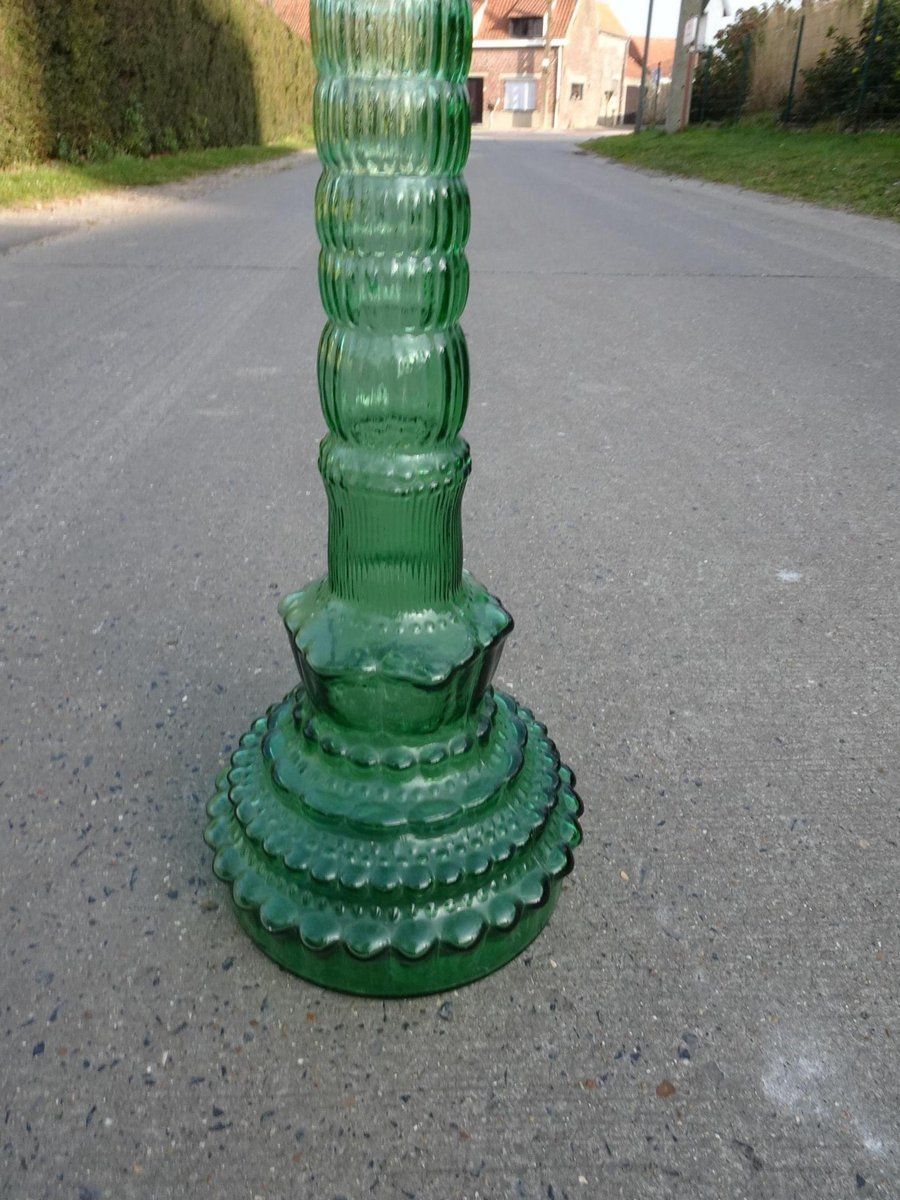 Vintage Green Long Neck Glass Empoli Vase Bottle photo furniture