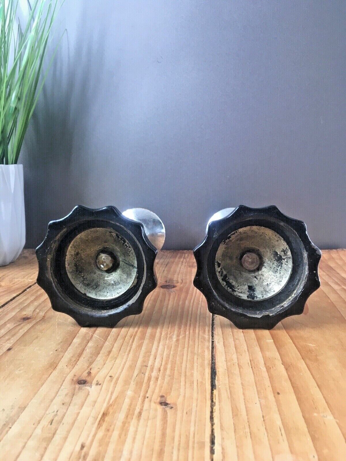 photo buy Pair Of Unusual Art Deco Plated Corinthian Column Candlesticks Candle Holders