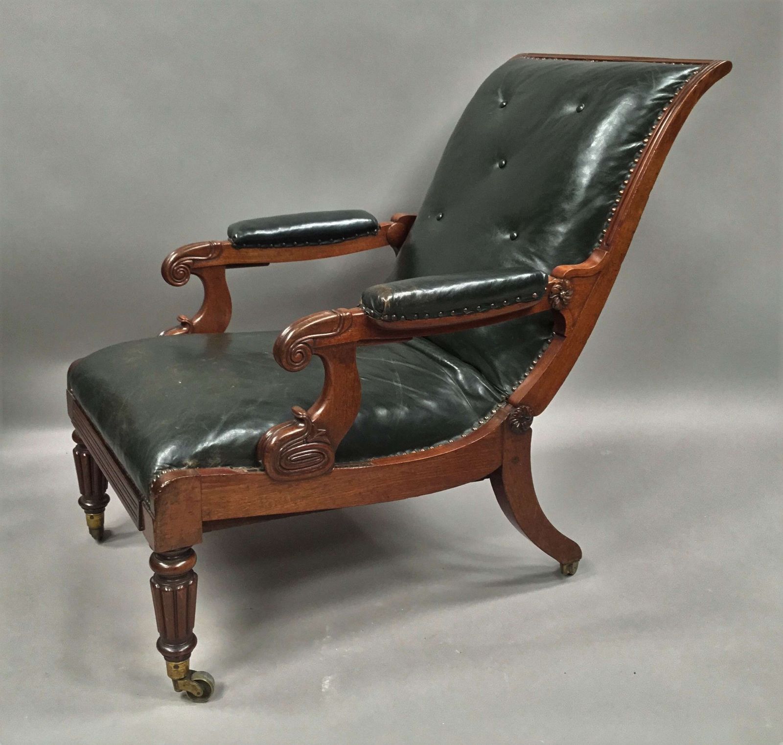 A Significant Late Regency Mahogany And Leather Daws Library Chair photo vinterior