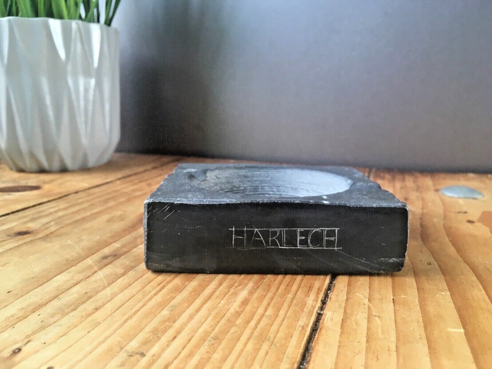Vintage Art Deco Style Welsh Folk Art Slate Ashtray Harlech Geometric Antique photo furniture