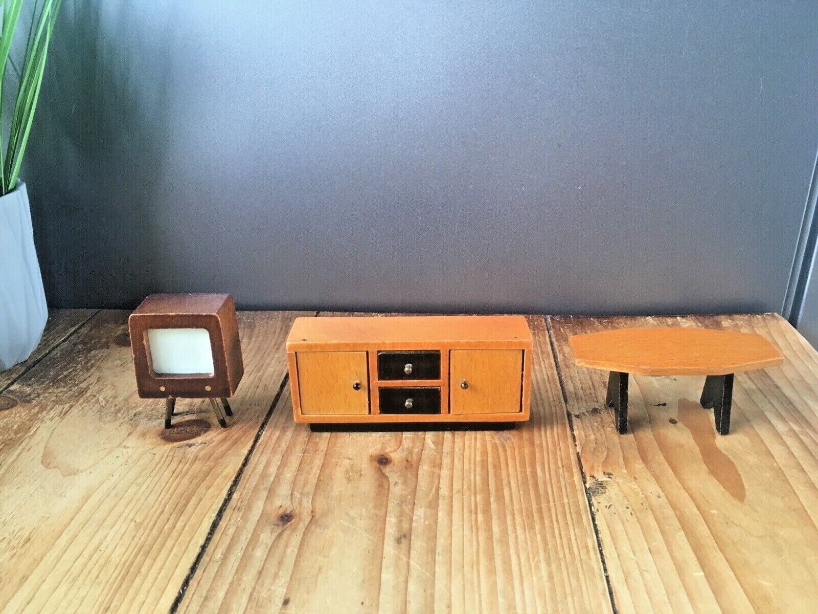 Rare Miniature Mid Century Salesmans Sample Wooden Sideboard Coffee Table Tv Set photo buy