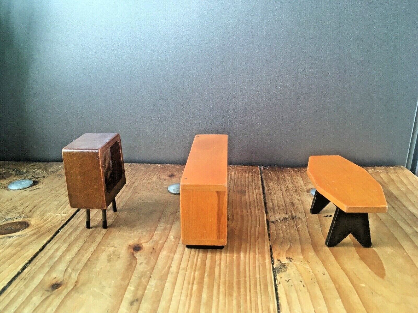 photo for sale Rare Miniature Mid Century Salesmans Sample Wooden Sideboard Coffee Table Tv Set