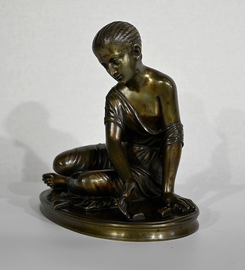 Bronze "The Osselets Player" After Antique Statue   19th Century photo furniture