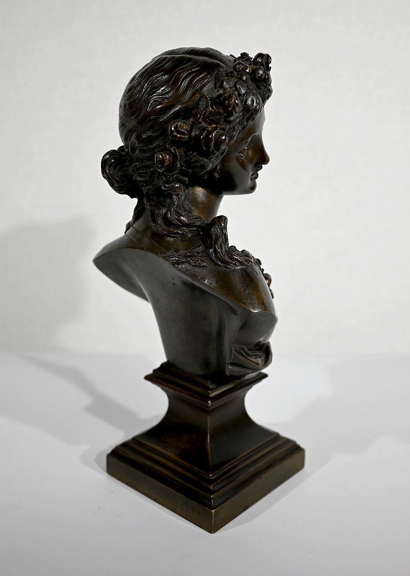 Bronze "Young Woman Crowned With Flowers" After Jc Marin   19th Century photo Art