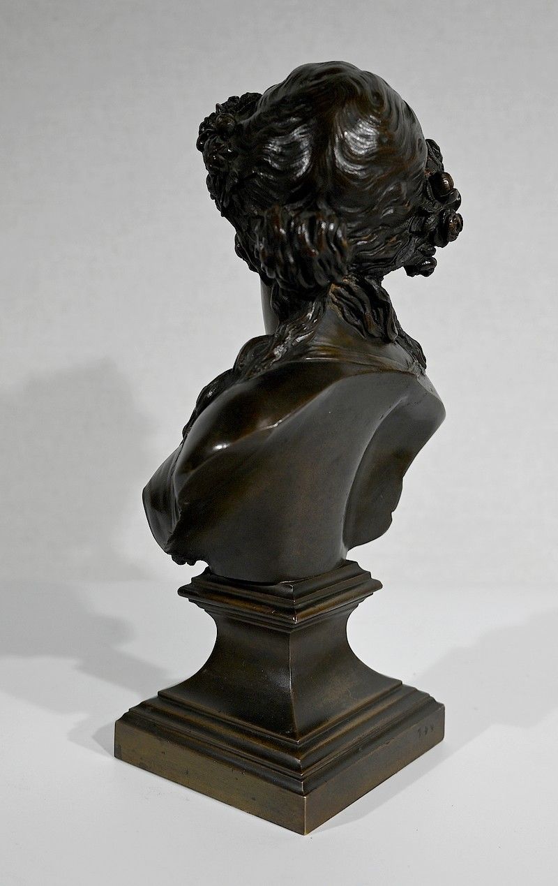Bronze "Young Woman Crowned With Flowers" After Jc Marin   19th Century photo vinterior