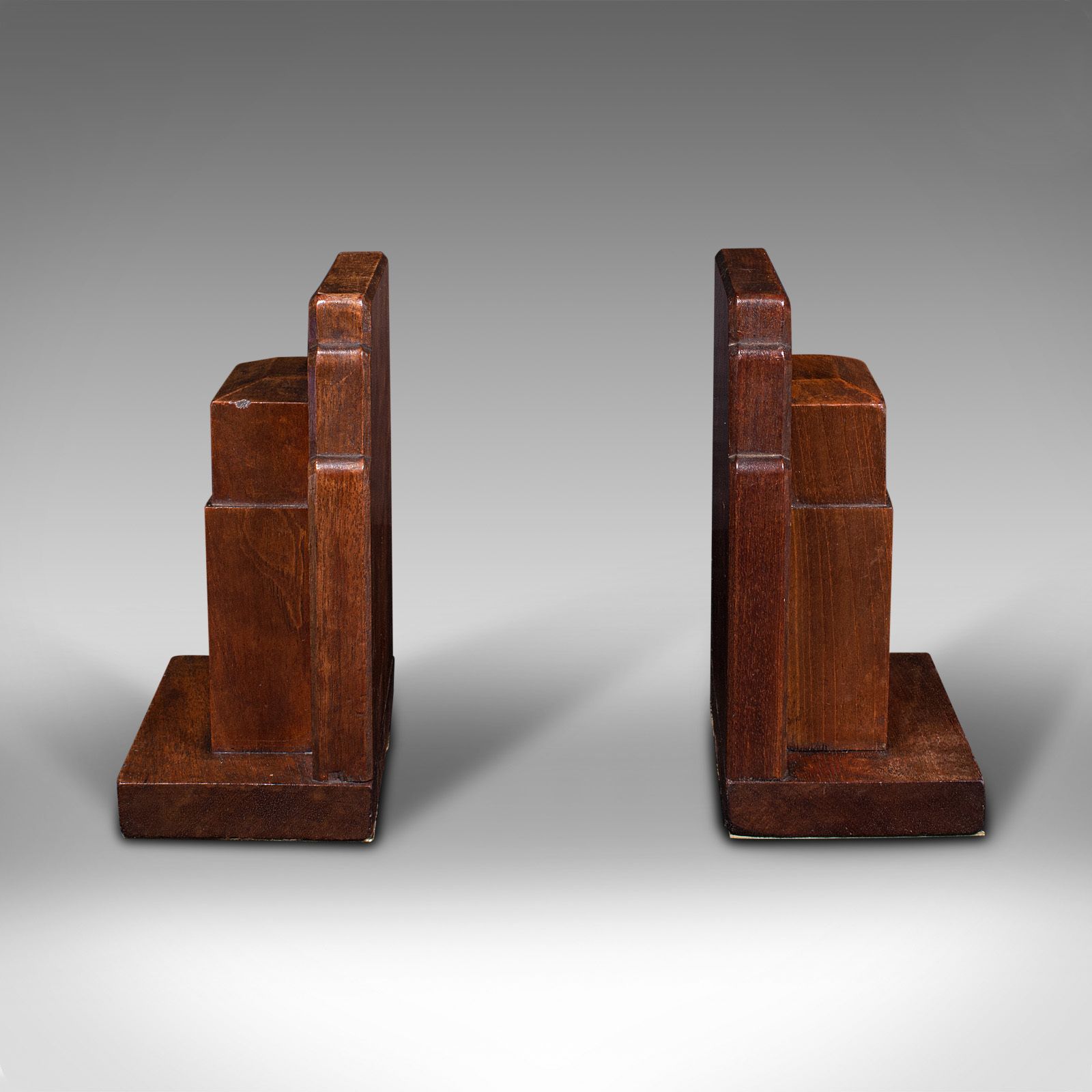 Vintage Pair Of Decorative Bookends, English, Walnut, Gordon Russell, Circa 1930 photo furniture