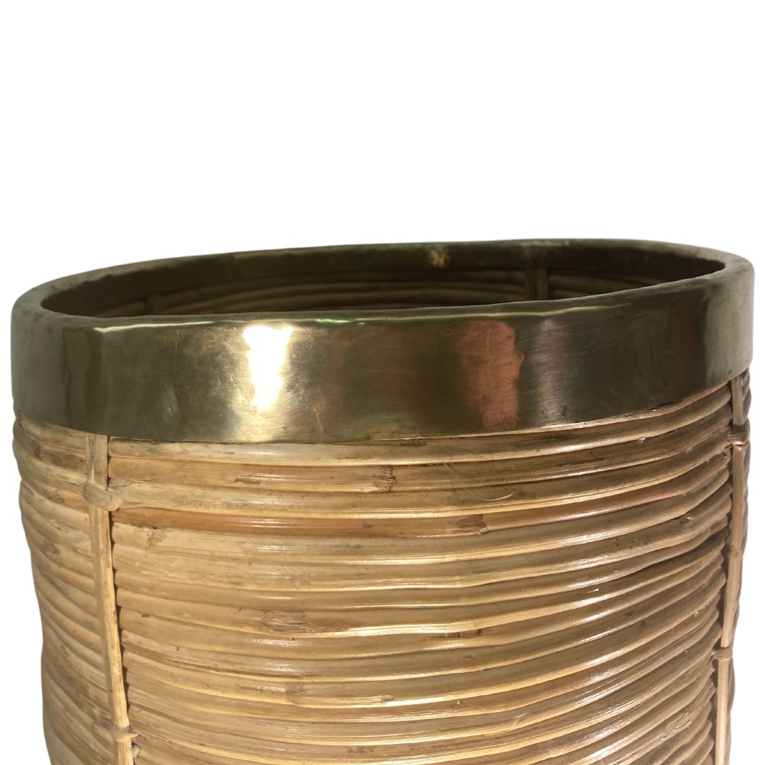 Pencil Or Split Reed Rattan Umbrella Stand Or Basket, Italy 1970s In The Style Of Gabriella Crespi photo buy