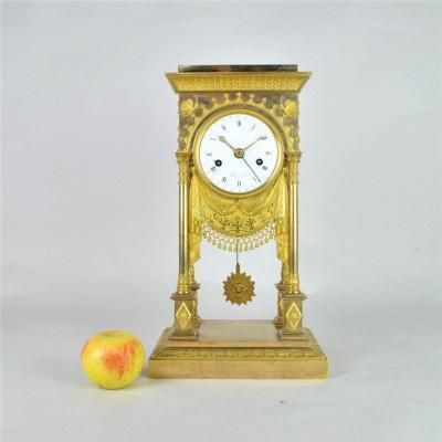 Gilt Bronze Portico Clock, Empire Period, Xi Xth Century