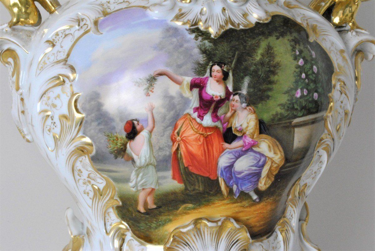 photo for sale Large Porcelain Bridal Vase, Mid Xixth Century