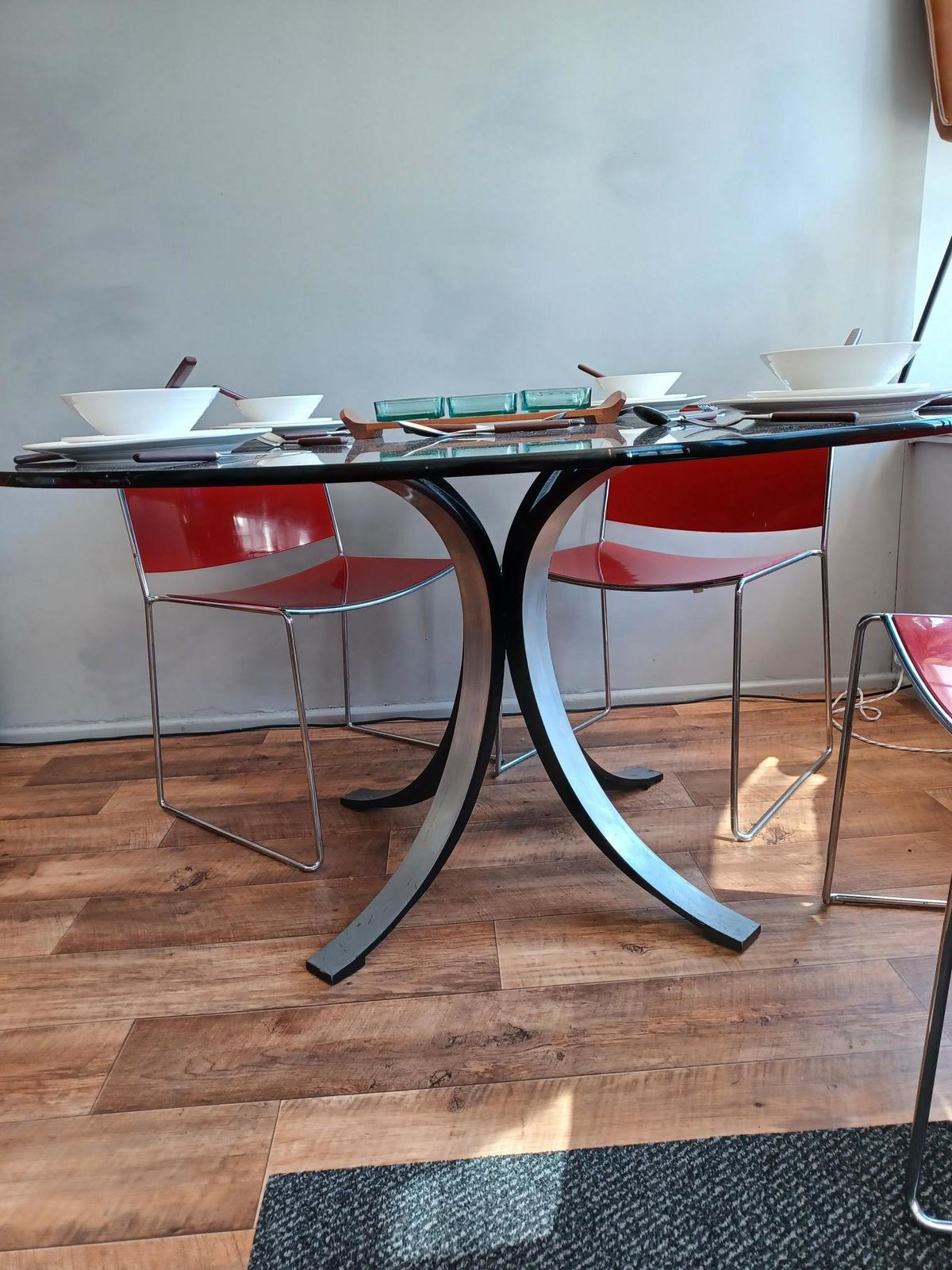 Tecno , T69  Smoked Glass Dining Table. Designed By Osvaldo Borsani And Eugenio Gerli. photo Furniture