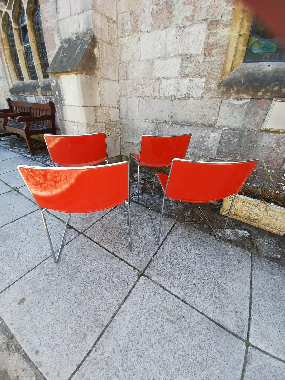 Red Spindle Chairs By Piero Lissoni For Poro photo for sale