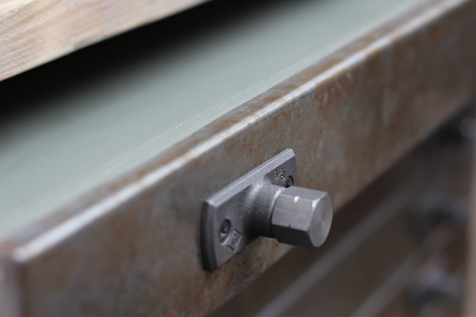 photo vintage Faraz Reclaimed Scaffolding And Distressed Steel Plan Chest On Locking Castors