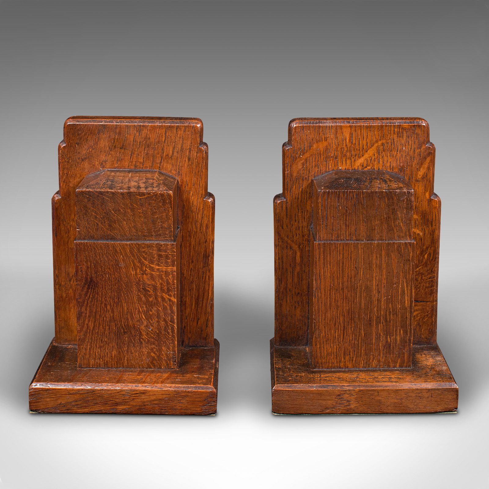 Pair Of Vintage Decorative Bookends, English, Oak, Book Rest, Early 20th, C.1930 photo for sale