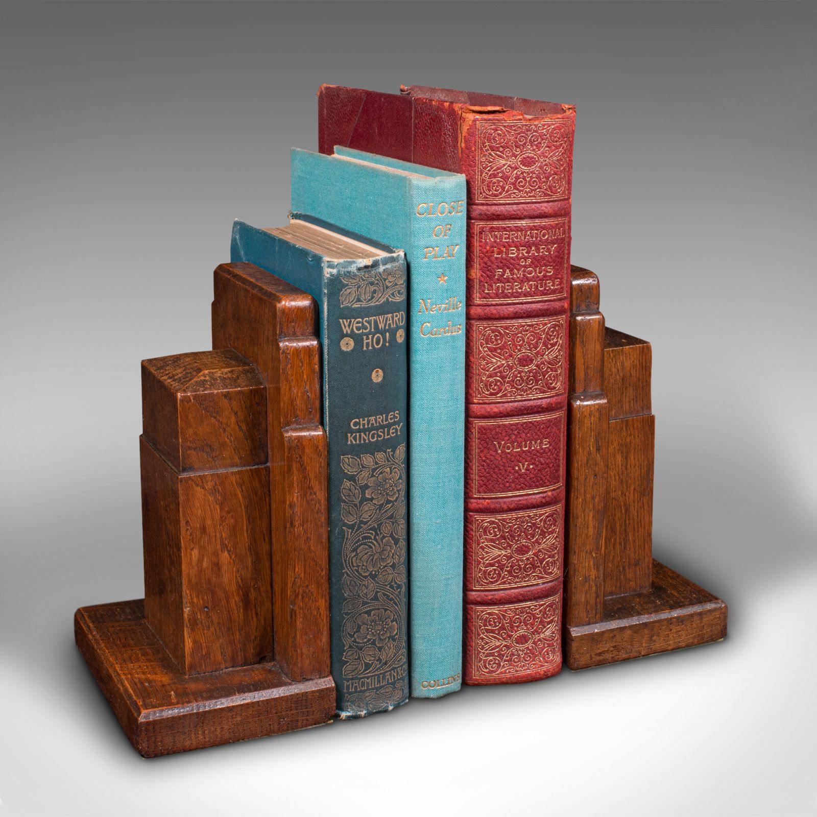 Pair Of Vintage Decorative Bookends, English, Oak, Book Rest, Early 20th, C.1930 photo vintage