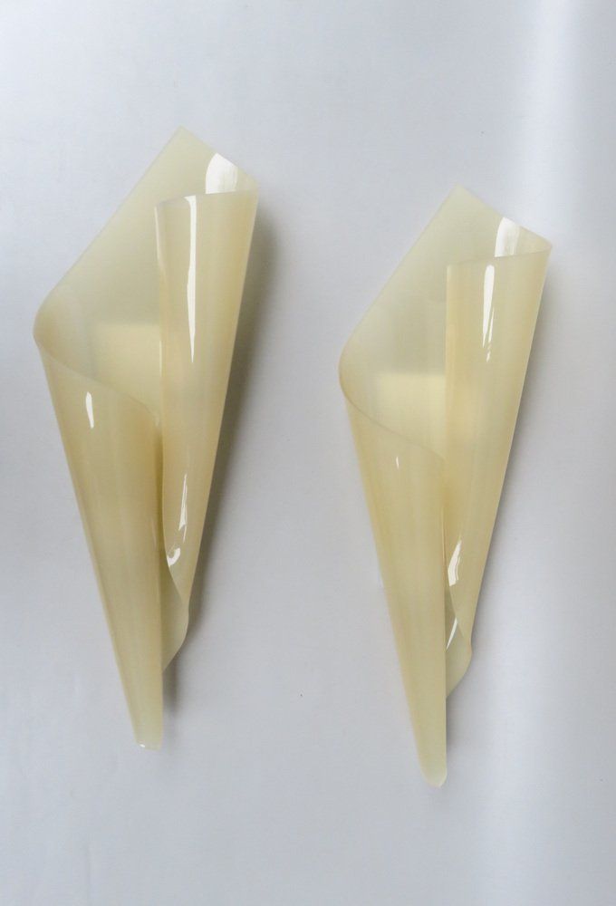 Xxl Acrylic Glass Wall Lights By Hanns Hoffmann Lederer For Hl Leuchten, 1960s, Set Of 2
