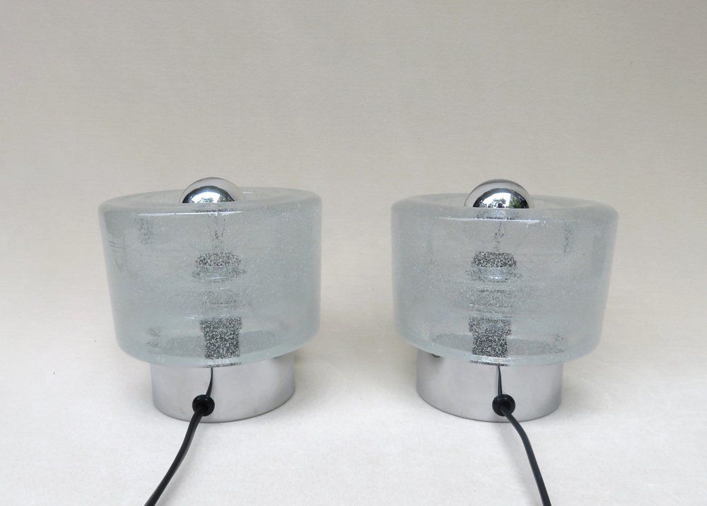 Small Space Age Table Lights In Chrome Plating And Bubble Glass From Peill & Putzler, Set Of 2 photo for sale