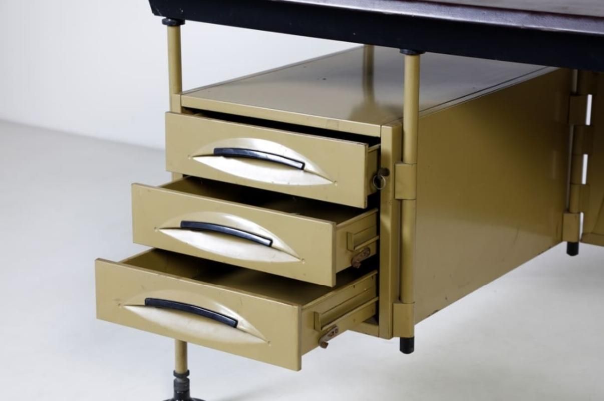 Studio Bbpr Arco Office Desk With Drawers In Metal By Olivetti, 1962, Italy photo vinterior