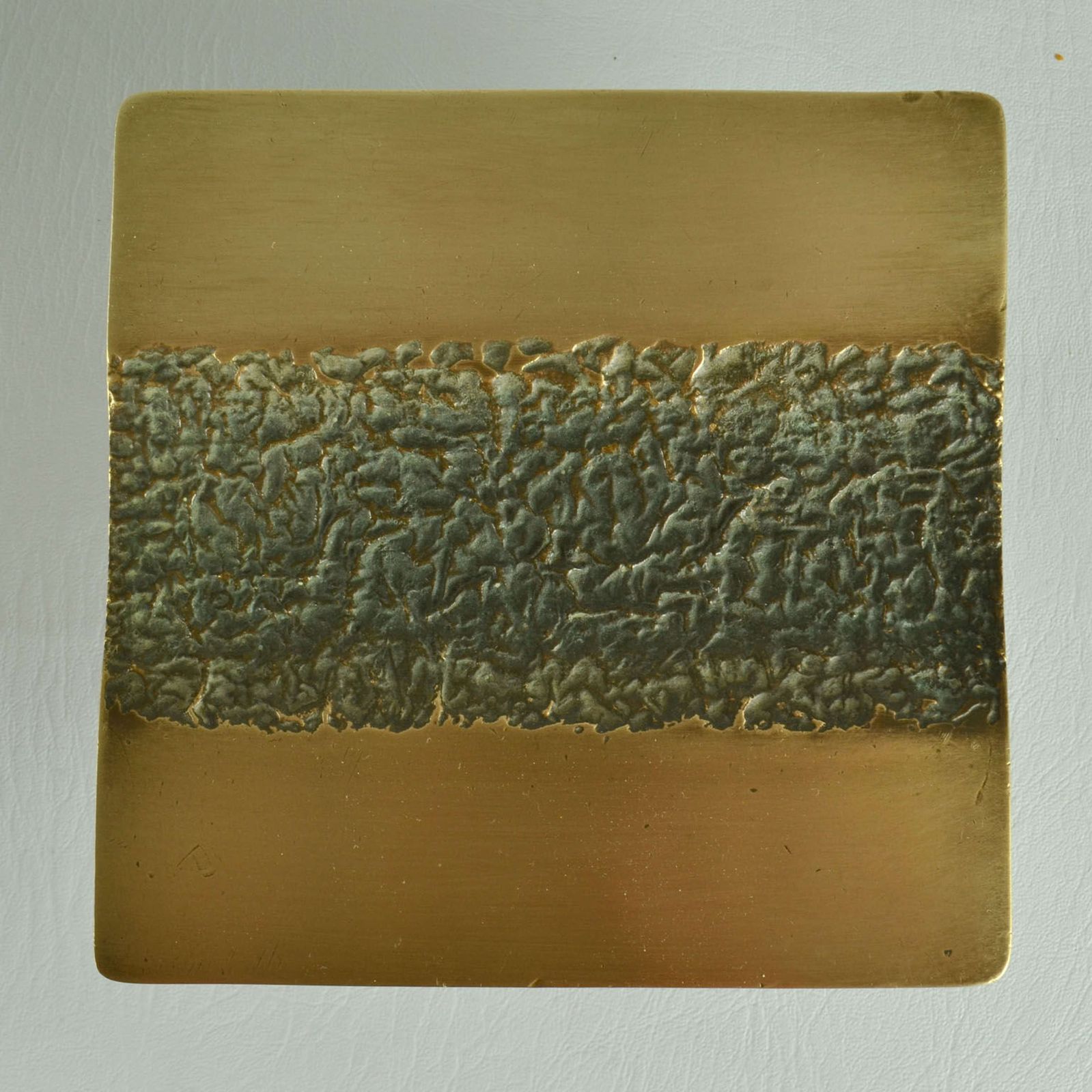 Push And Pull Bronze Door Handle Square With Central Brutalist Relief photo buy