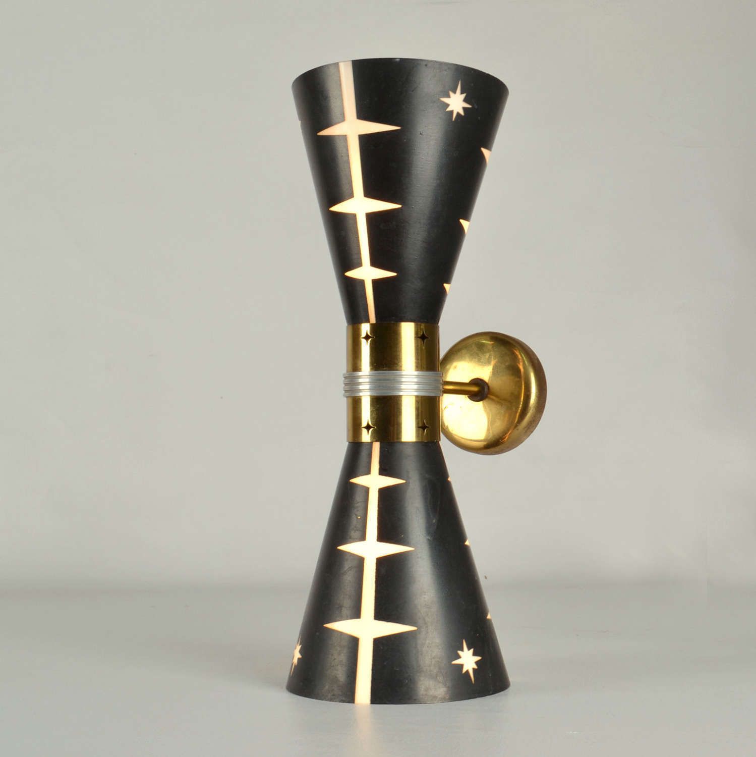 Rare Pair Of 1950’s Hourglass Wall Lights In Black Glass photo buy