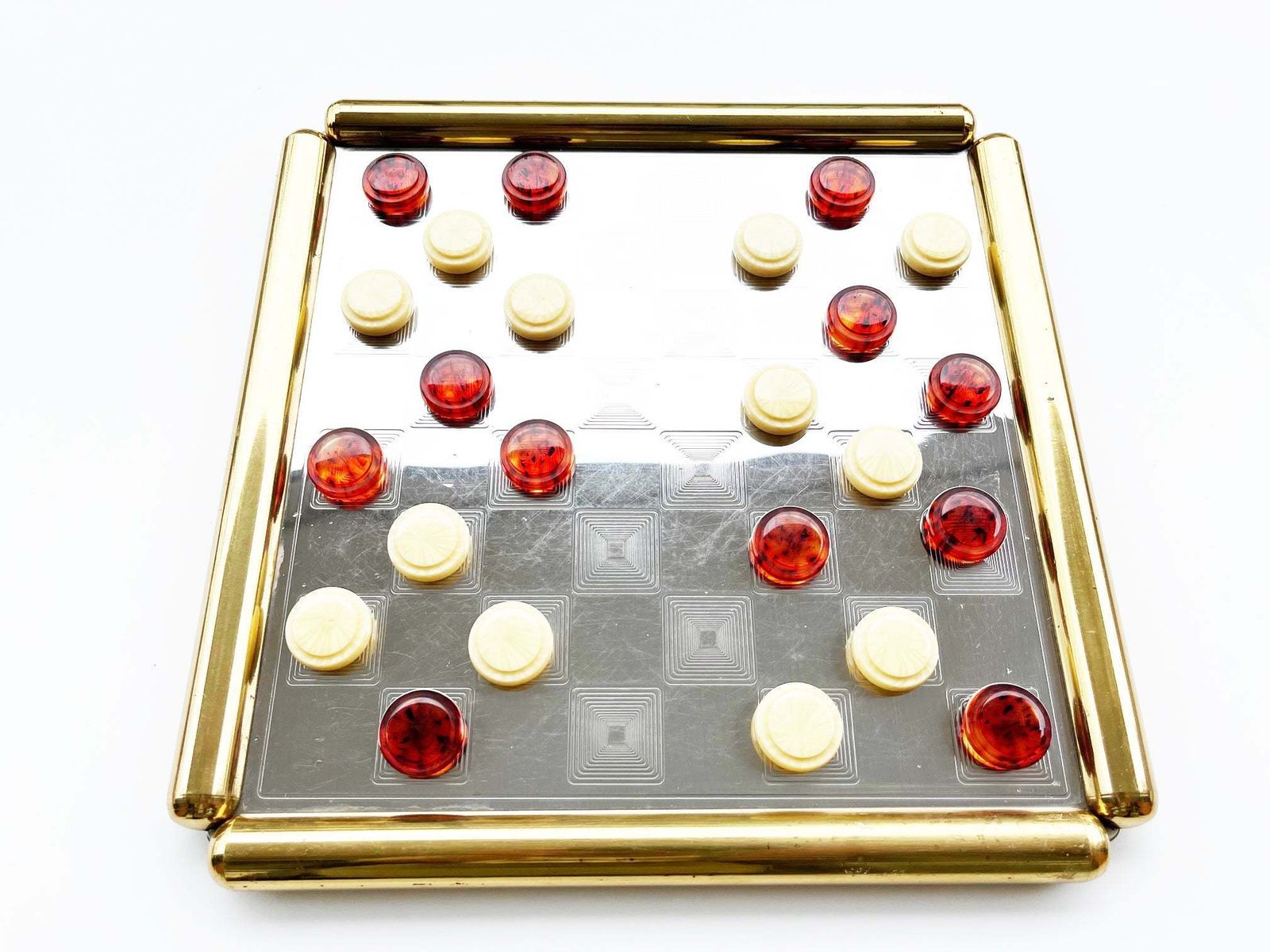 Chessboard Brass, Stainless Steel, Bakelite, Original From 1970  Design photo furniture