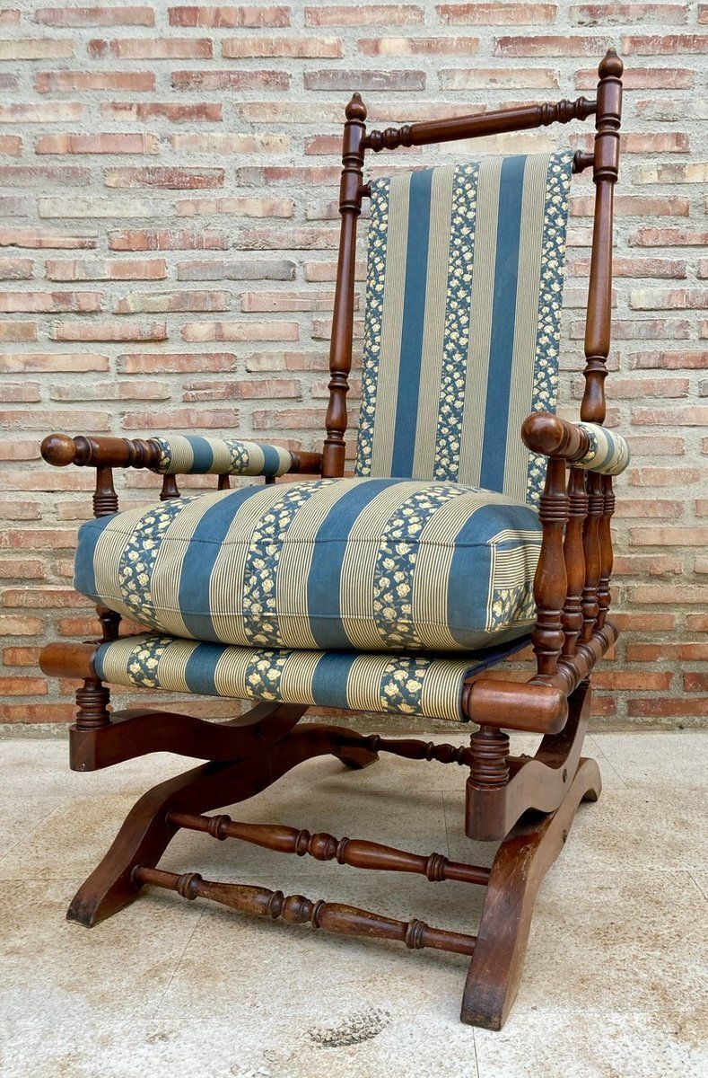 Spanish Rocking Chairs In Carved Walnut, 1960, Set Of 2 photo furniture
