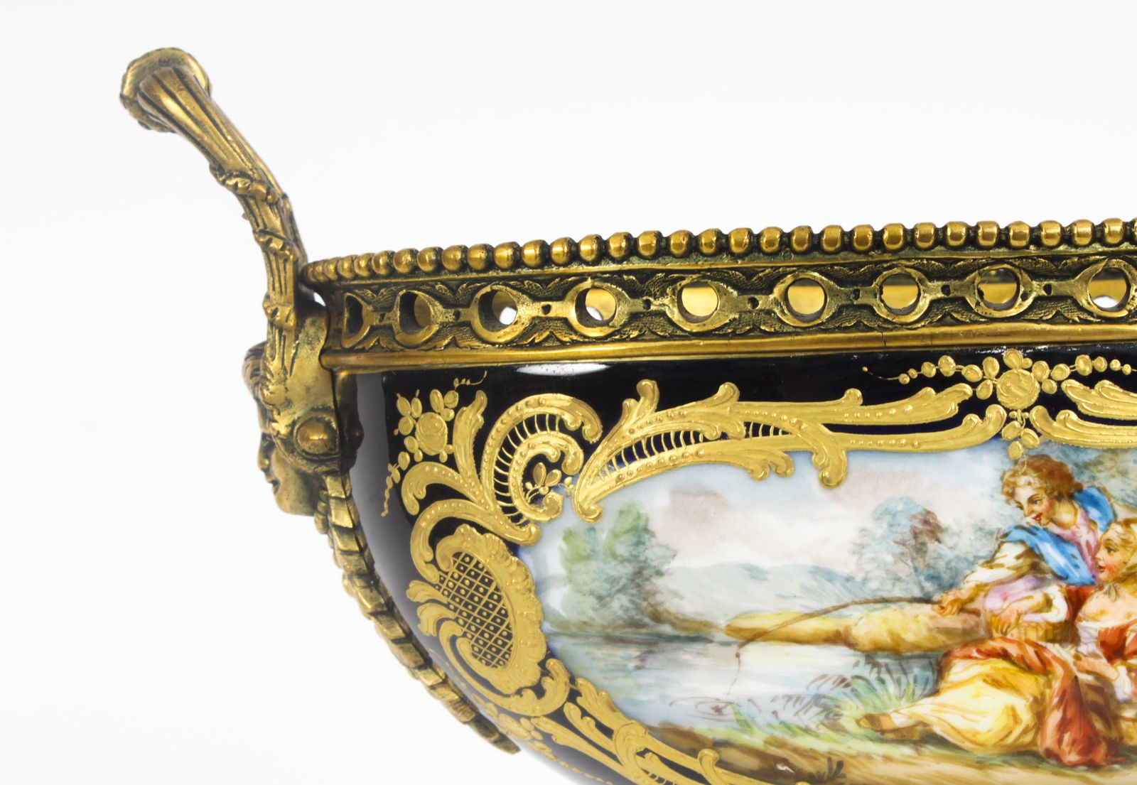 photo for sale Antique Paris Porcelain & Ormolu Mounted Three Piece Garniture Circa 1900