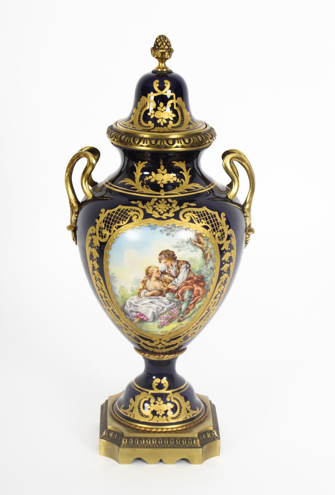 photo buy Antique Paris Porcelain & Ormolu Mounted Three Piece Garniture Circa 1900