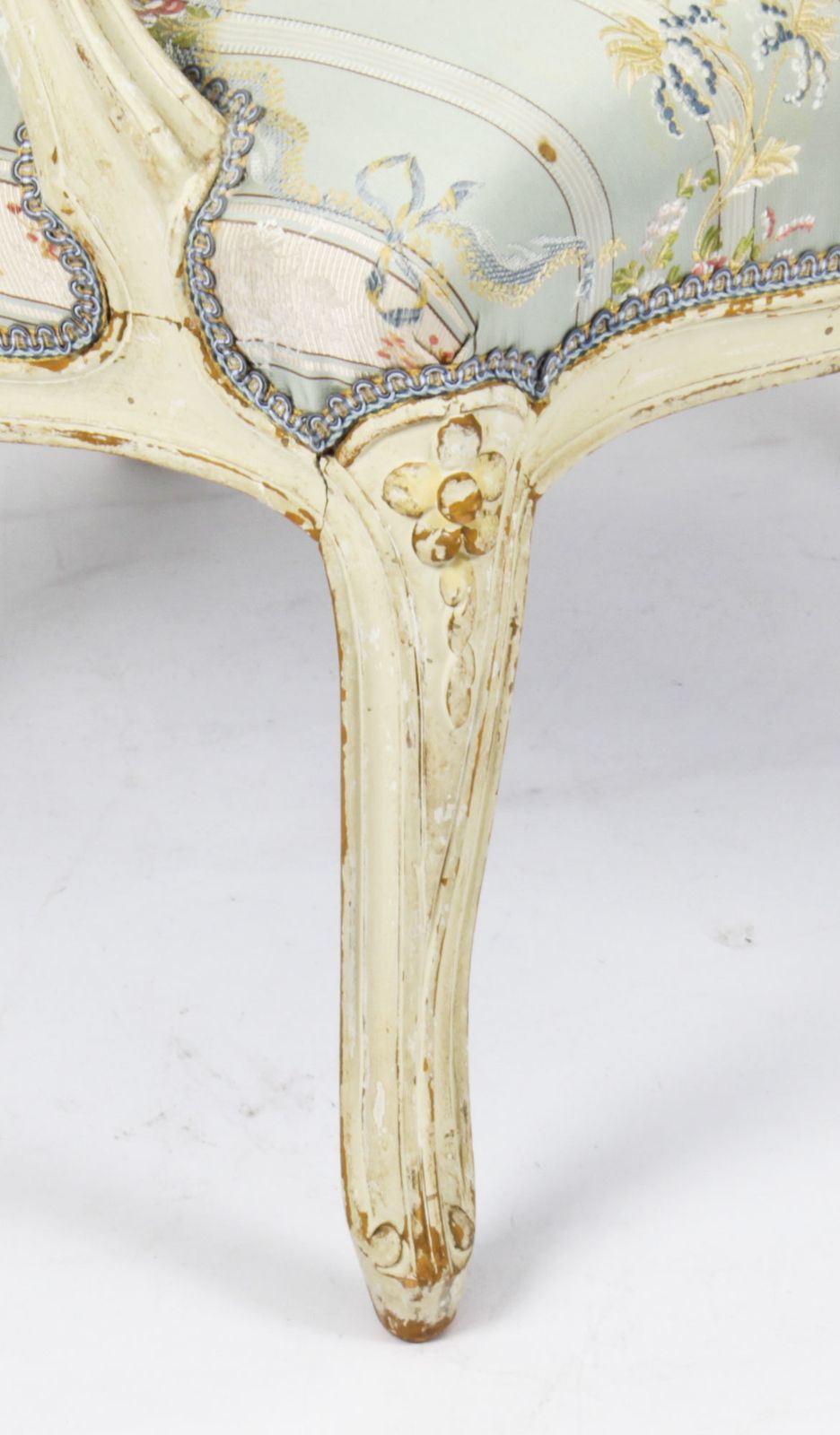 Furniture Pair Shabby Chic Louis Revival French Painted Armchairs 19th  Century photo