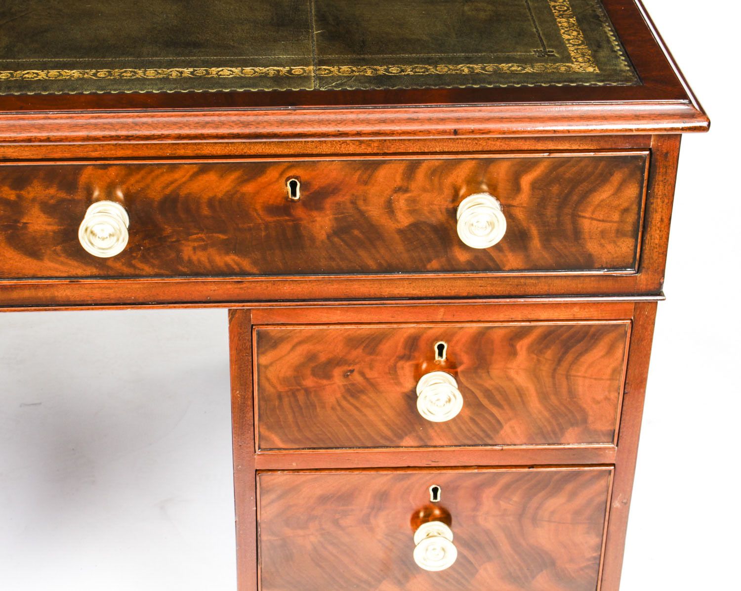 4ft Victorian Flame Mahogany Partners Pedestal Desk 19th C photo for sale