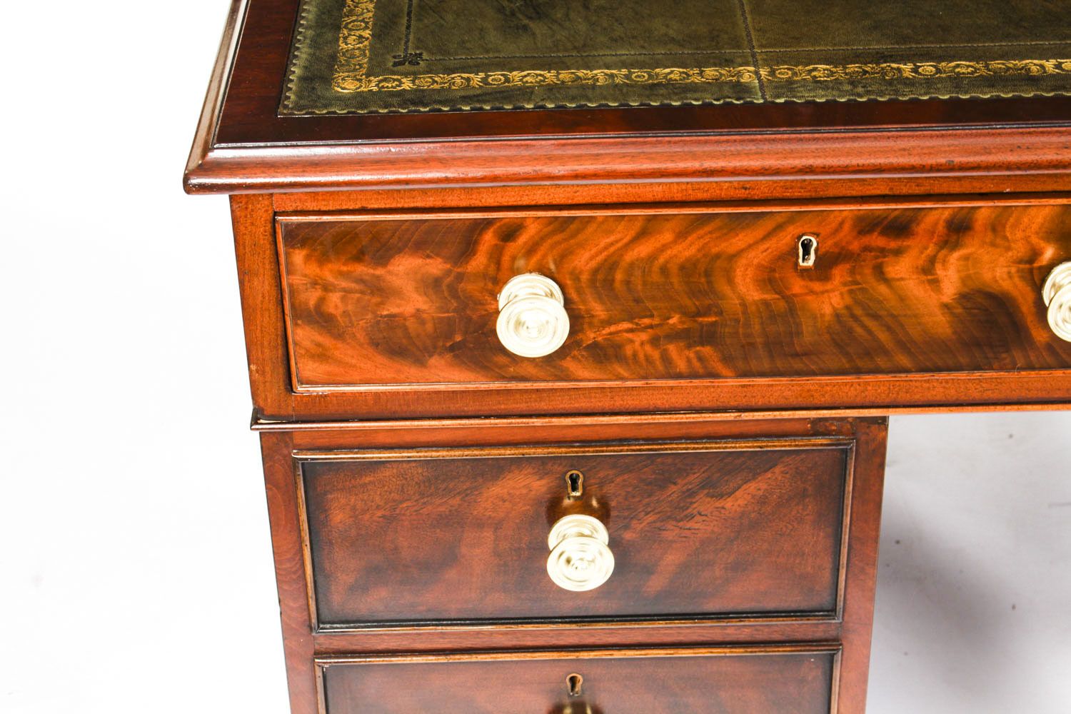 4ft Victorian Flame Mahogany Partners Pedestal Desk 19th C photo Furniture