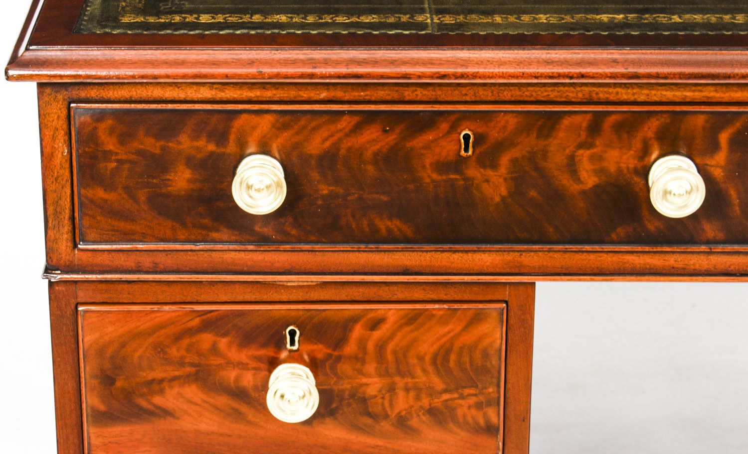photo for sale 4ft Victorian Flame Mahogany Partners Pedestal Desk 19th C
