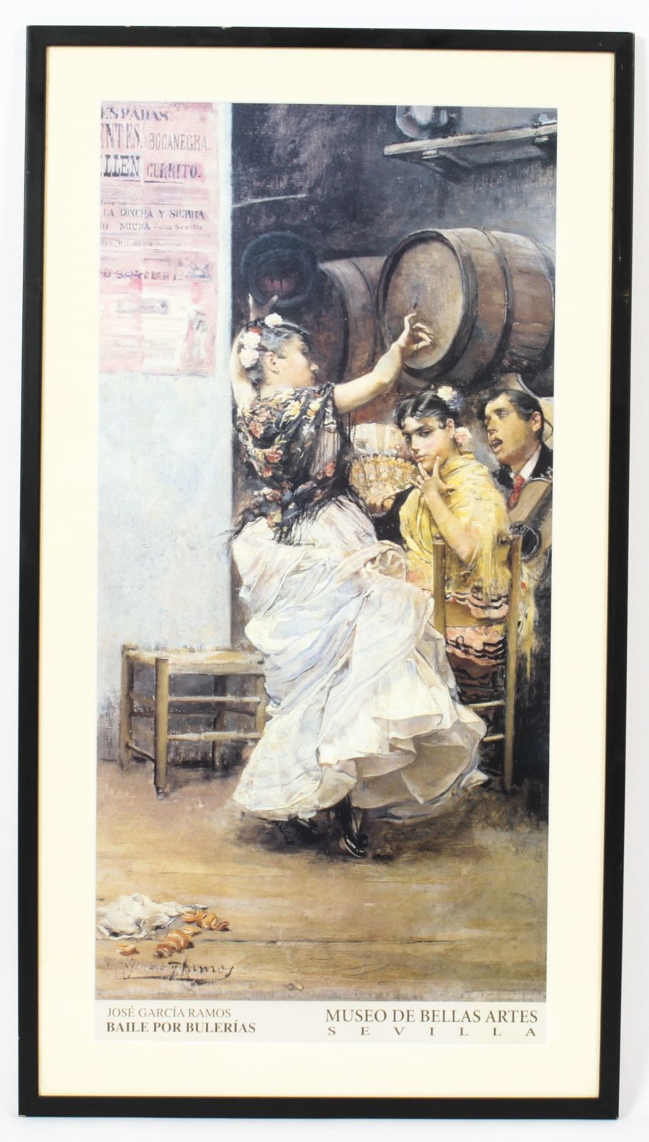 Vintage Framed Spanish Museum Print Of A Flamenco Dancer 20th C