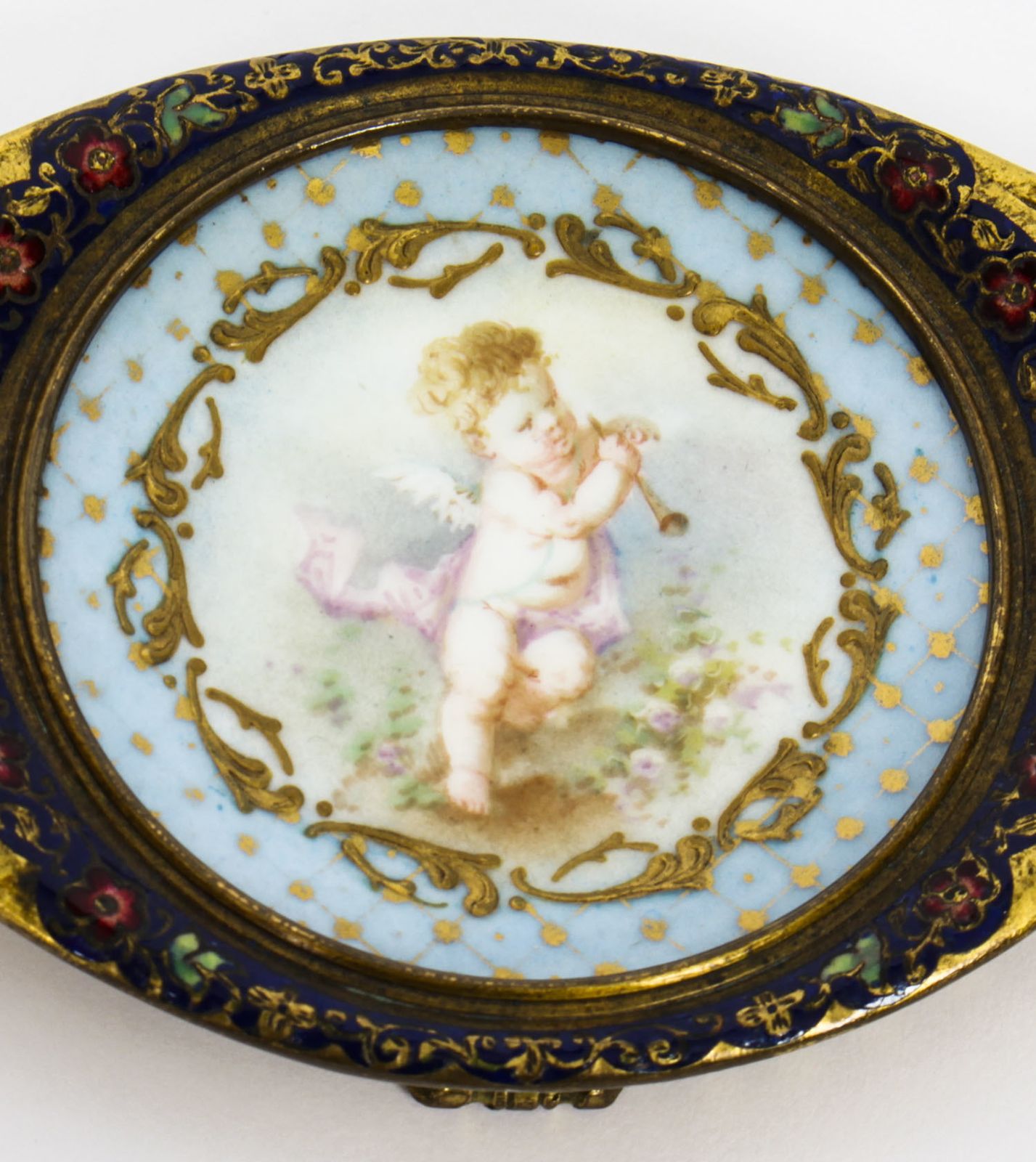 Antique French Ormolu & Champleve Enamel Pin Tray 19th Century photo for sale