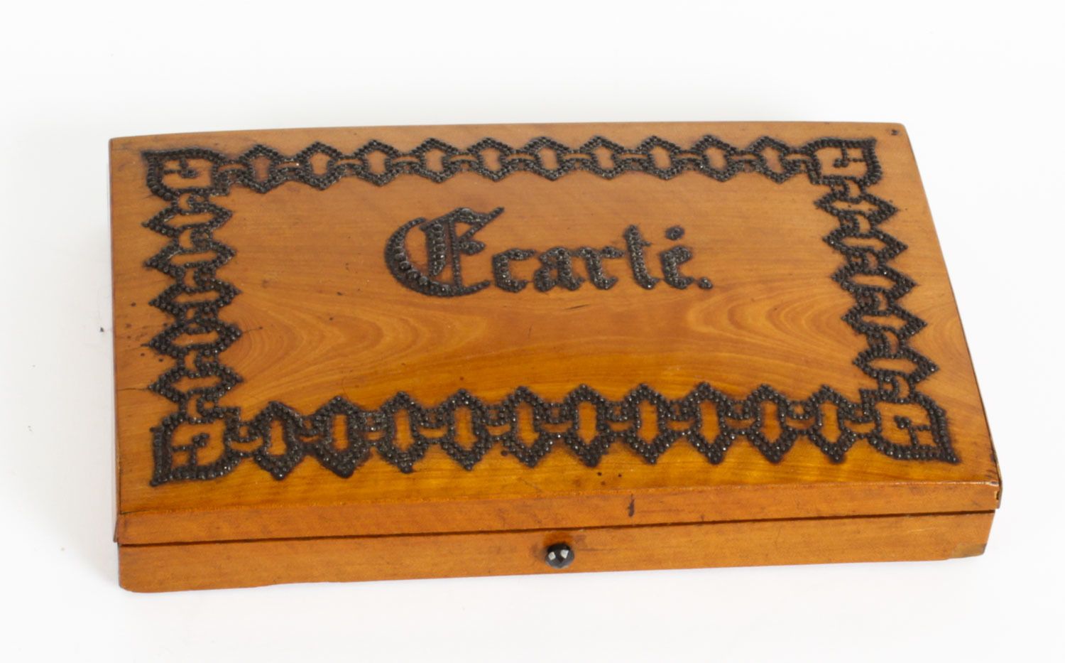 Antique French Satinwood Ecarte Playing Card Box 19th Century