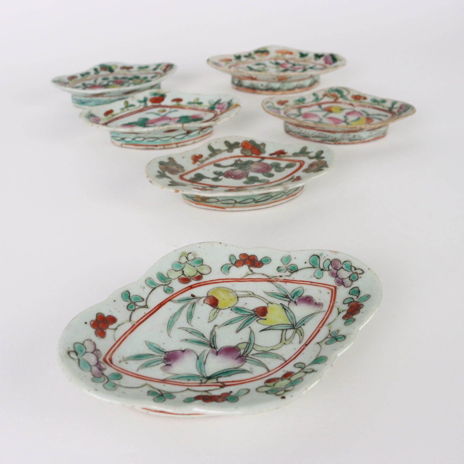 Group Of 6 Saucers Porcelain China XIX Century photo for sale