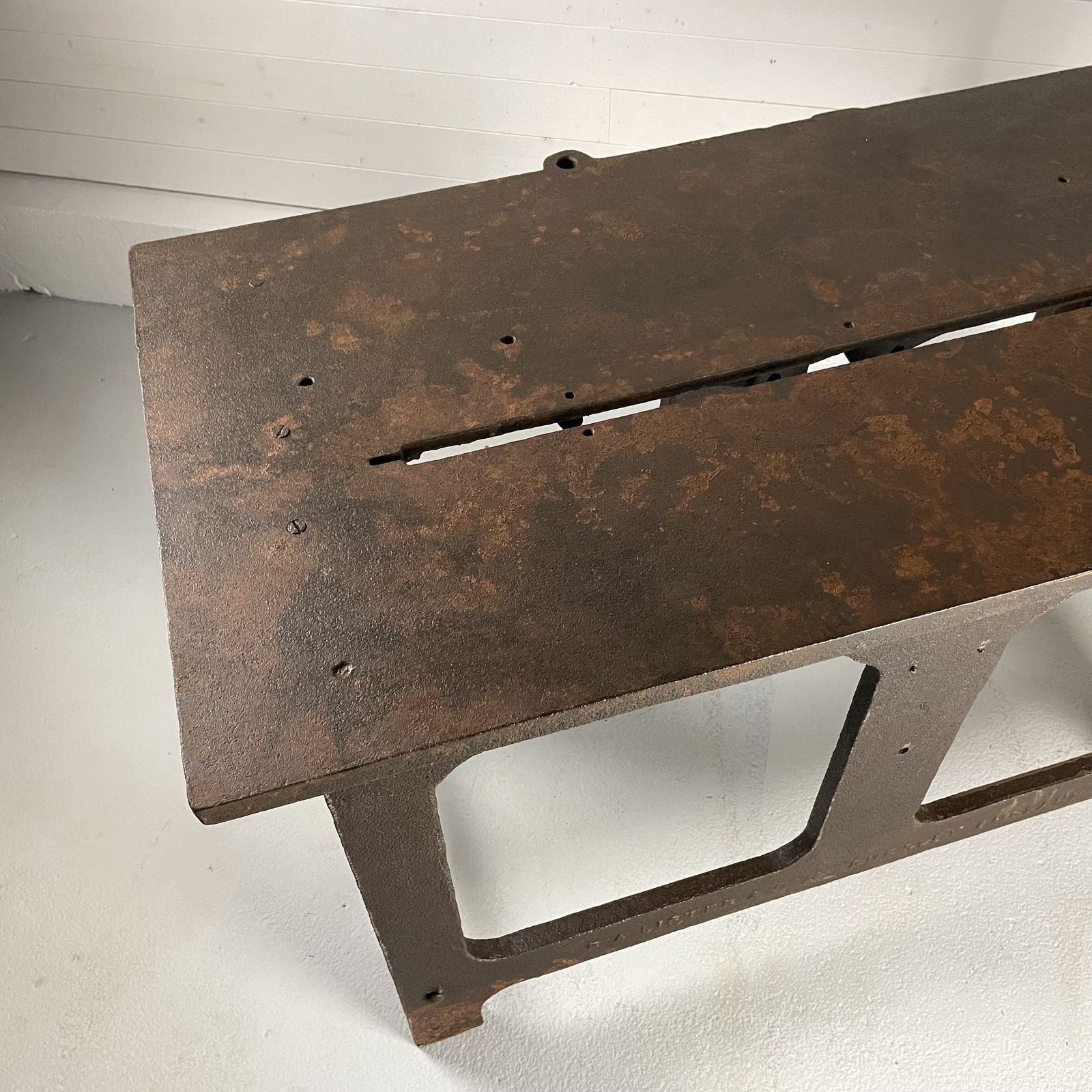 Large Antique Industrial Cast Iron Saw Bench Table photo for sale
